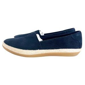 CLARKS Comfort Espadrille Slip on Sneakers Navy Blue Size 9.5 NWOT